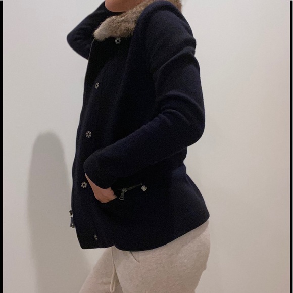 Woolrich wool Sweater Jacket with real fur - Picture 6 of 14